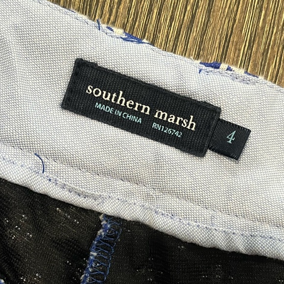 Southern Marsh Shorts The Brighton Marrakech Flat Front Geometric Blue Size 4 - Picture 3 of 7